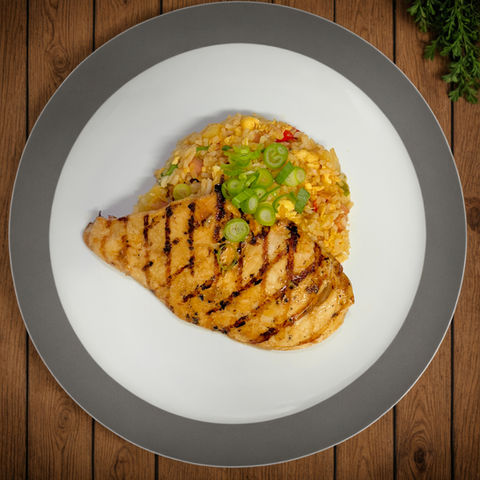 Grilled teriyaki chicken with hawaiian fried rice