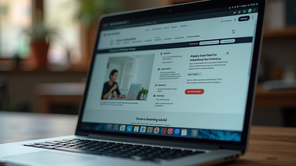 Close-up view of a laptop screen showing an online learning platform