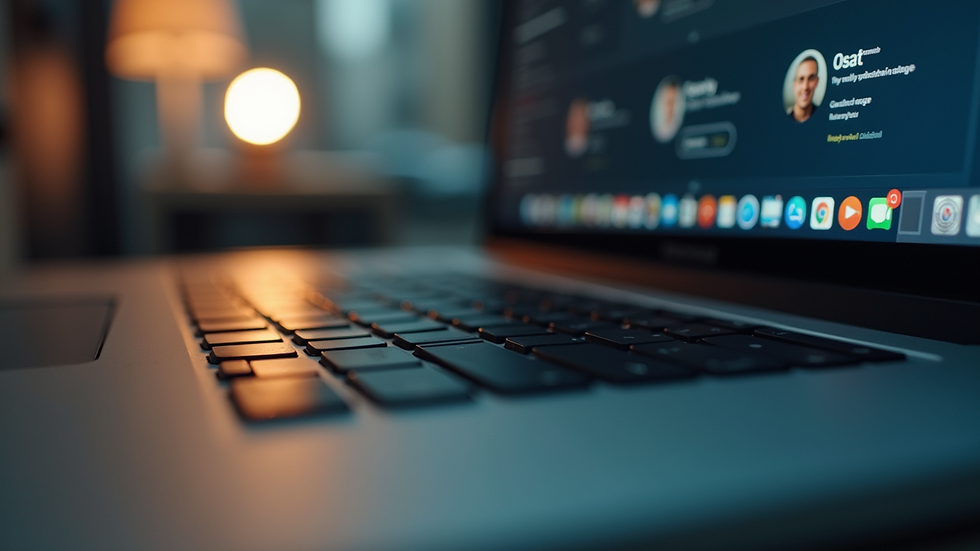 Close-up view of a laptop keyboard with a website open on the screen