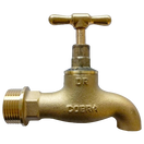 Cobra Standard Brass Outdoor Wall Tap 20mm, plain bib tap with a heavy pattern, low resistance type, and 3/4 BSP male iron connection end.
