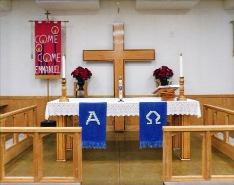 Altar with Advent Paraments