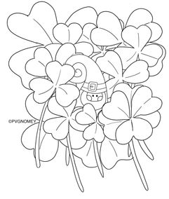 Gnome coloring book page.