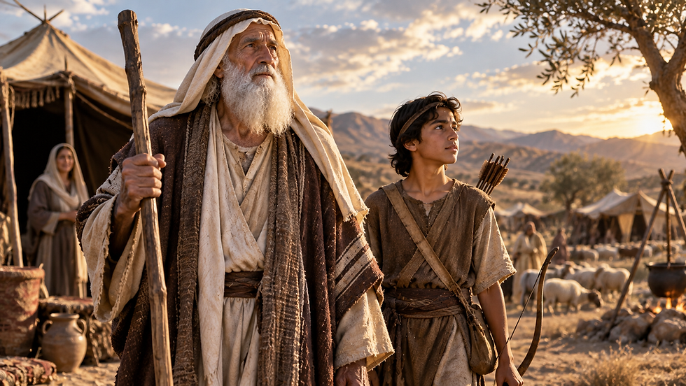 Abraham with his son Ishmael.