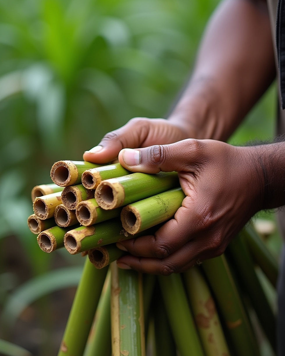A farmer with a bundle of rattan to make the best banneton in the world