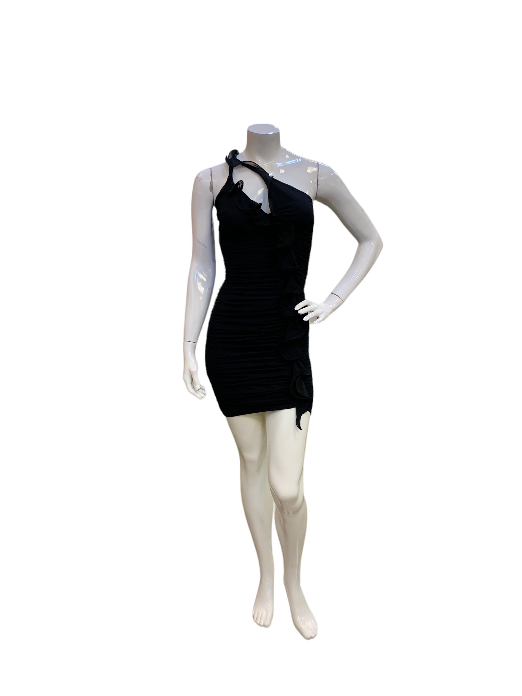 Single Shoulder Ruffled Mini Dress