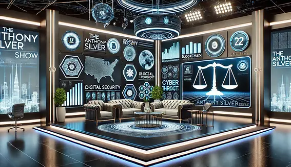 DALL·E 2025-03-08 04.57.50 - A high-tech television studio set for _The Anthony Silver Sho