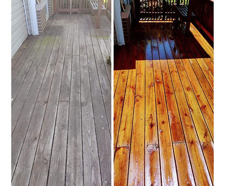Before and after deck cleaning