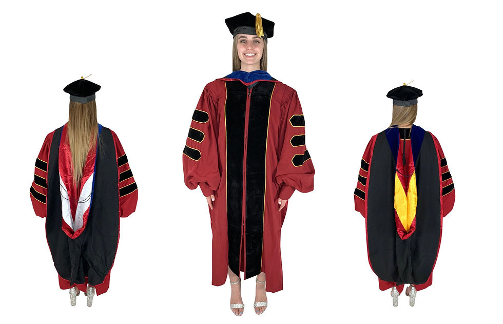 Thumbnail: Wine Doctoral Deluxe Gown, Hood, and Tam Package