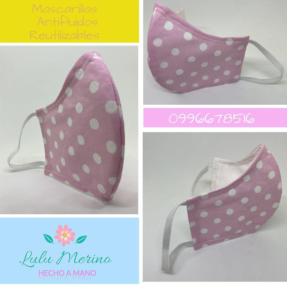 Mascarilla rosa puntos blacos