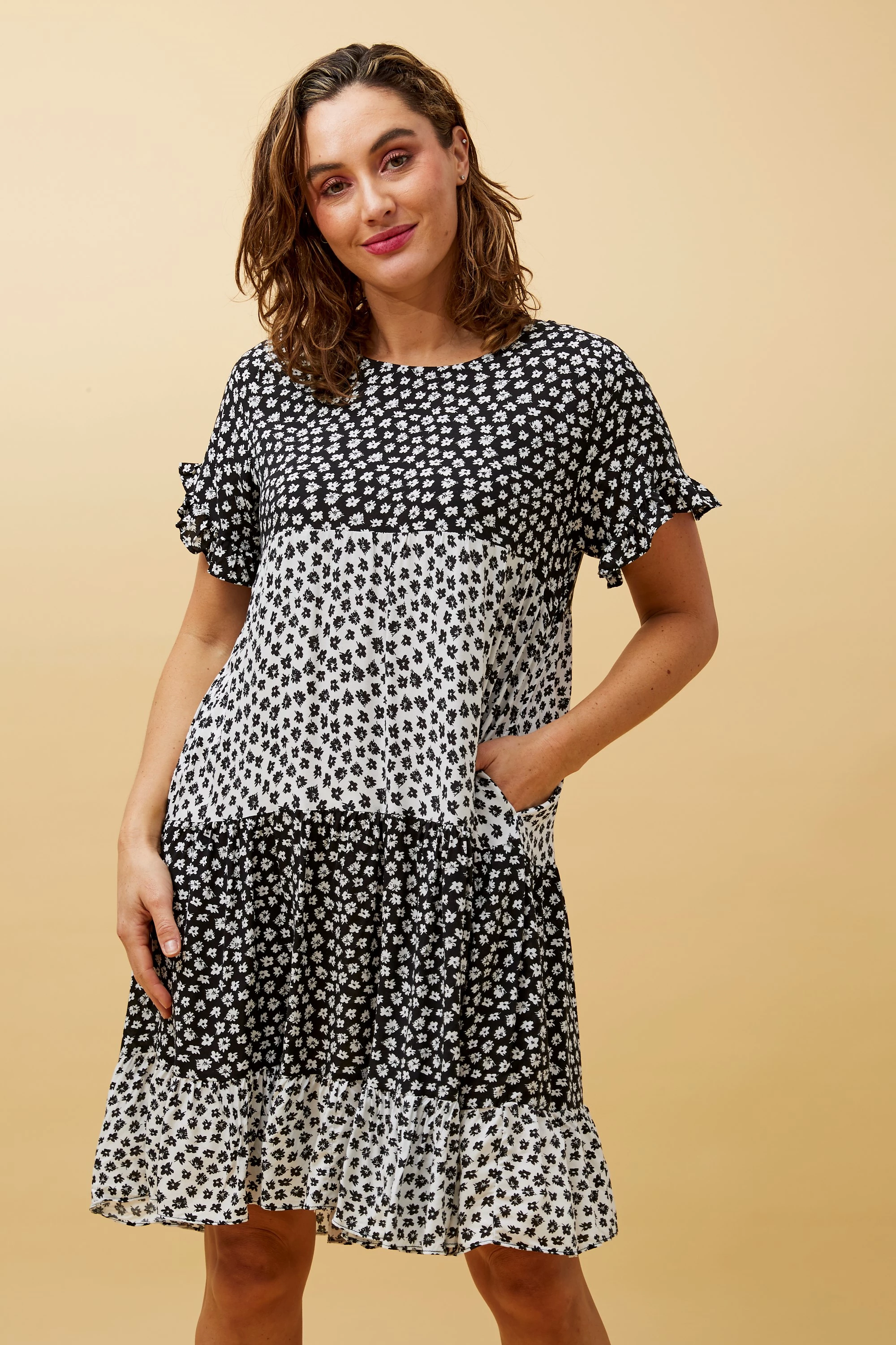 Floral tiered babydoll clearance dress
