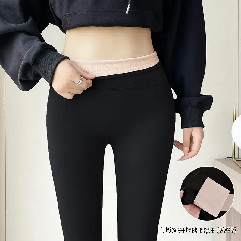 Thumbnail: Fleece-lined Thick High Waist Hip Lift Leggings For Women