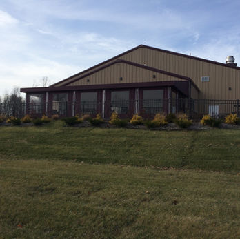 Patio Awning with Enclosing Roll-Up Curtains