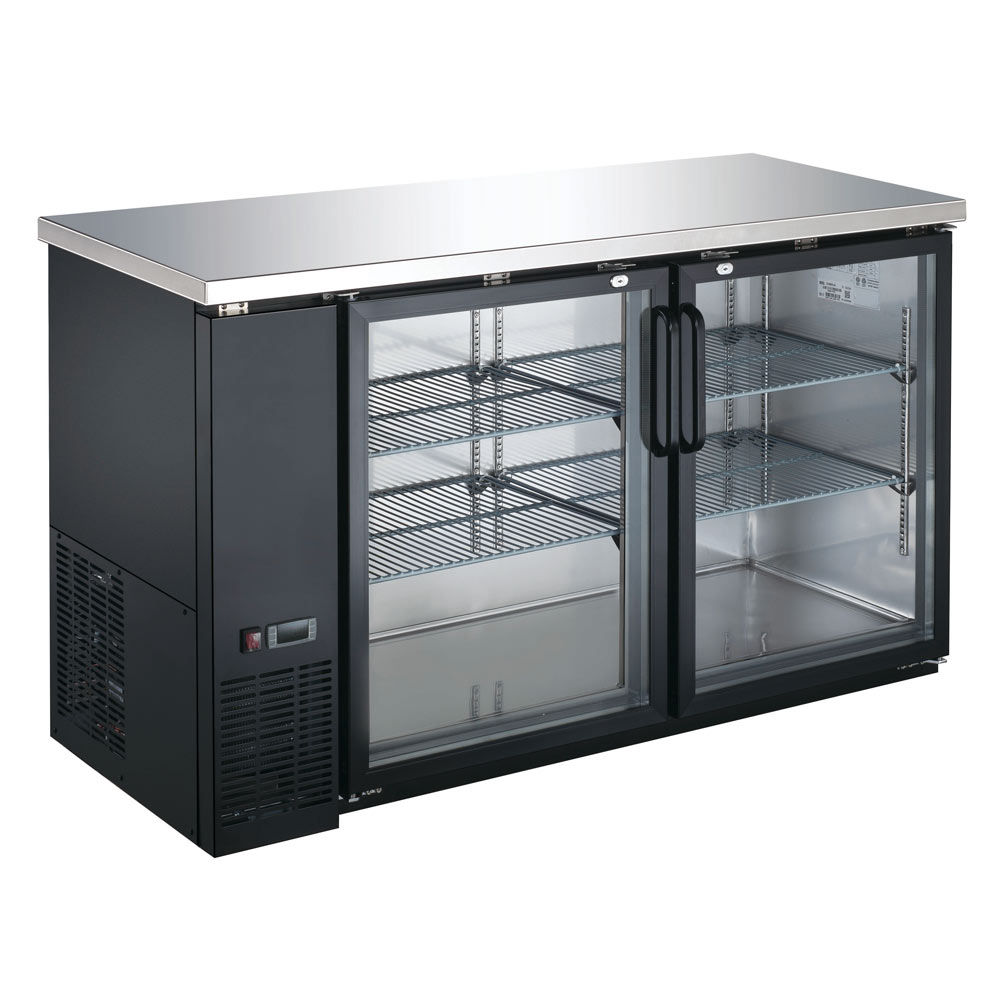Coldline CBB-60G 60" Black Counter Height Glass Door Back Bar Refrigerator