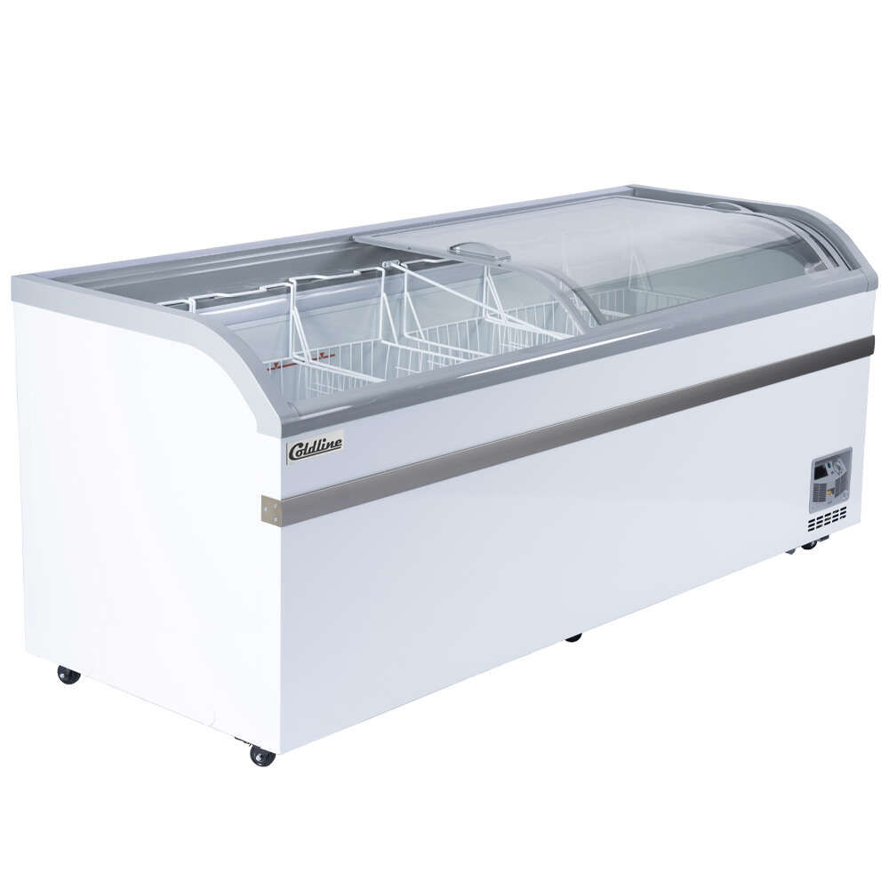 Coldline XS700YX 79" Curved Glass Ice Cream Freezer, LED Lights - 24.7 Cu. Ft.