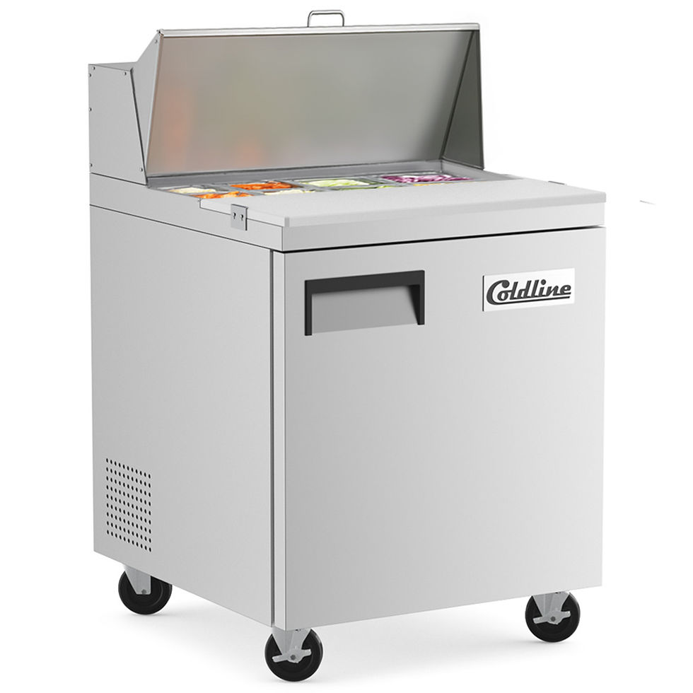 Thumbnail: Coldline SP27 27" Bain Marie Sandwich Prep Table - 6 Pans