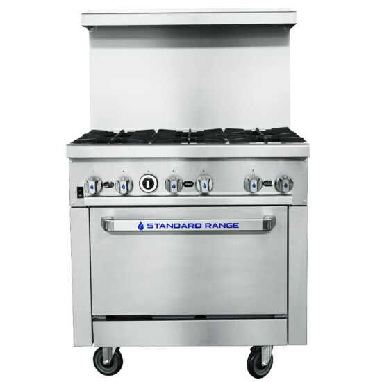 Standard Range SR-CR36-NG 36" 6 Burner Gas Range, Convection Oven - 213,000 BTU