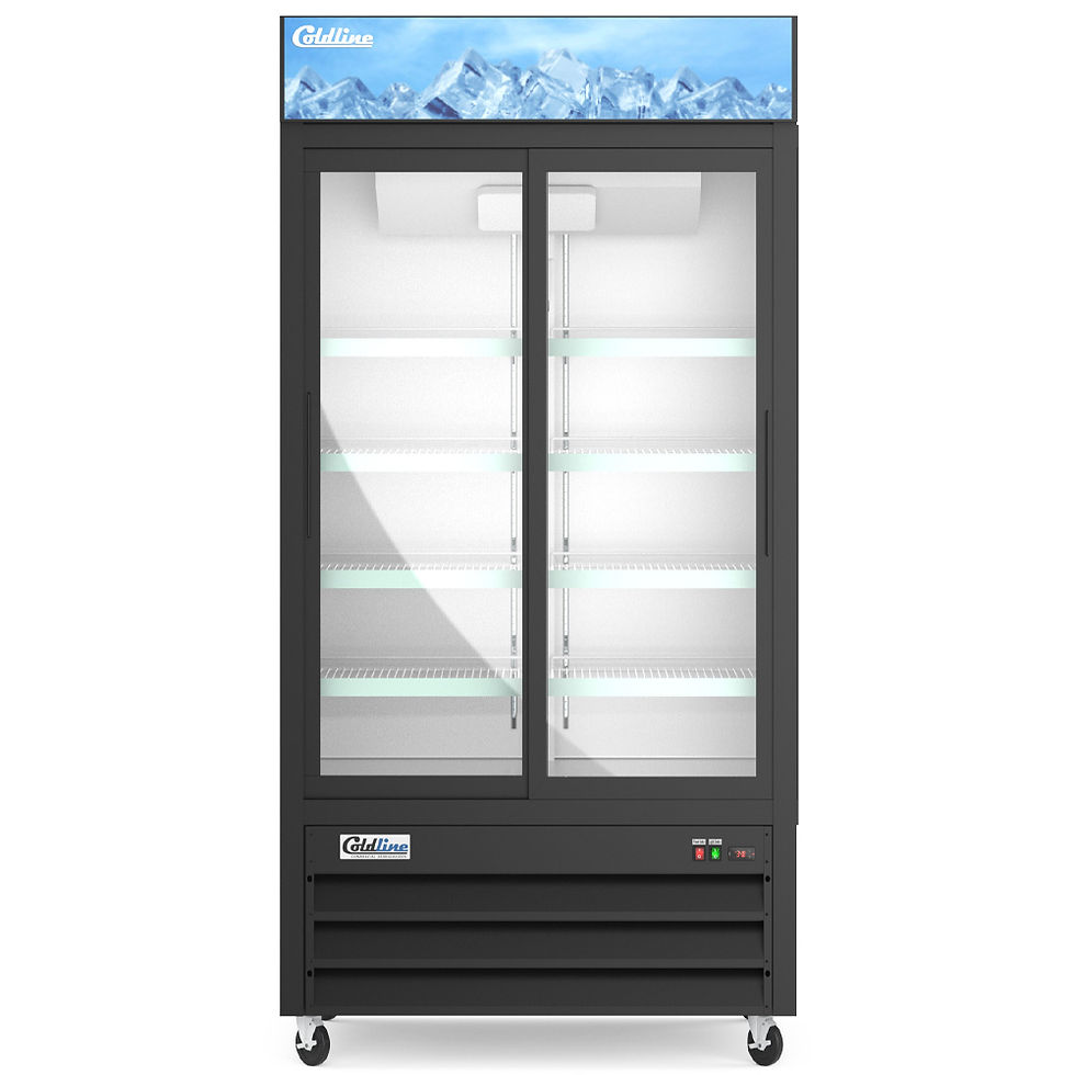 Thumbnail: Coldline G40S-B 40” Double Glass Sliding Door Merchandising Refrigerator - Black