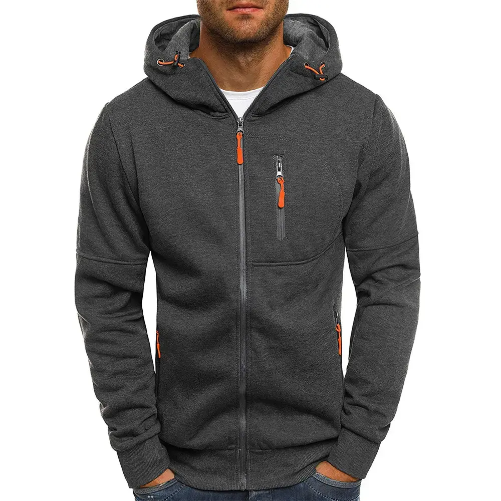Thin Fleece Hooded Sweatshirts With Zipper Pockets Gym Zip Up Sports Blank Subli