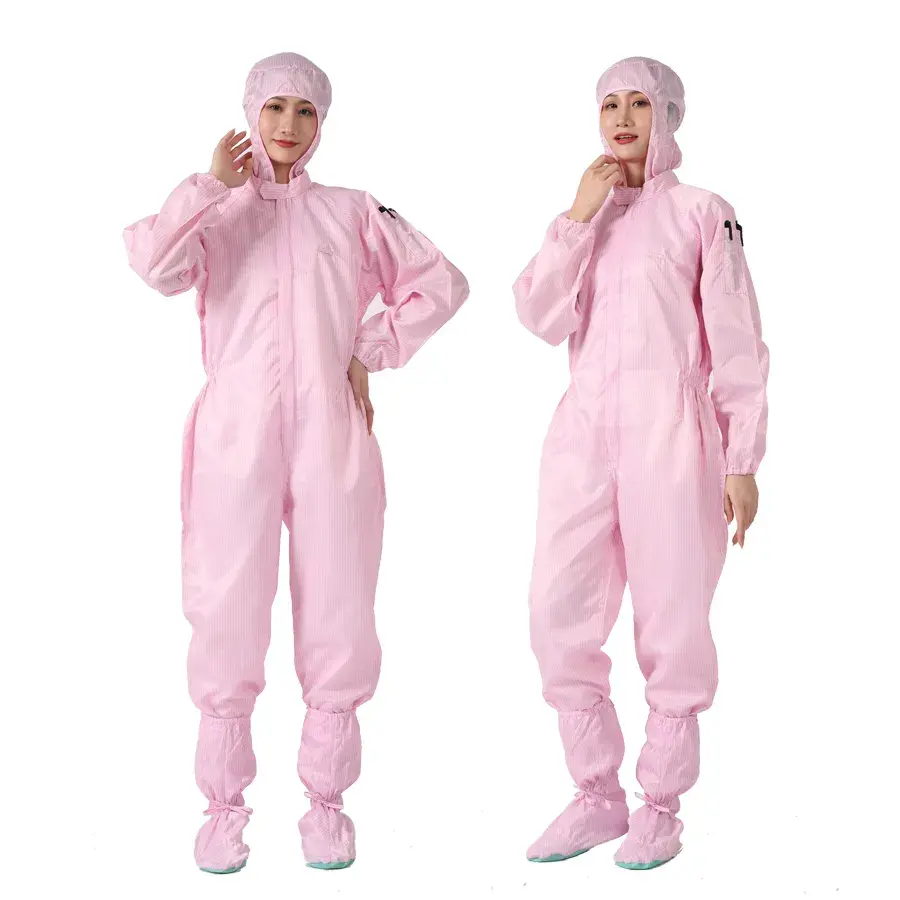Thumbnail: pink smock clean room jumpsuit