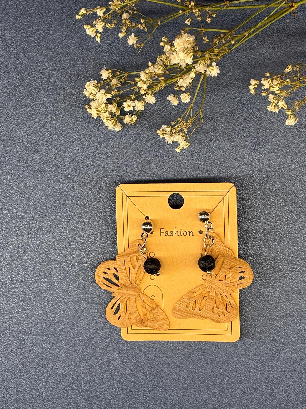 Boucles d'oreilles papillon en bois