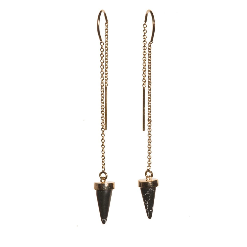 Black Cone Ear Threaders