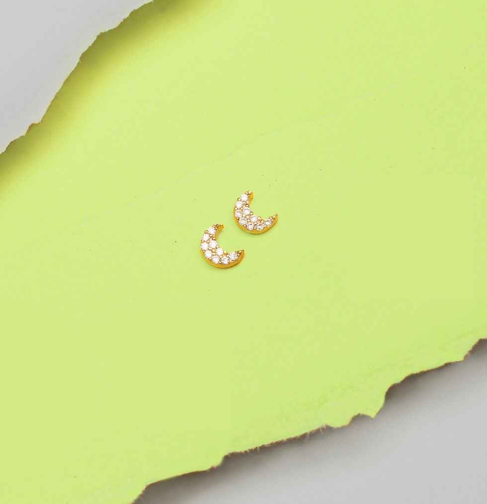Thumbnail: Crescent Moon Cubic Zirconia Ministud Earrings