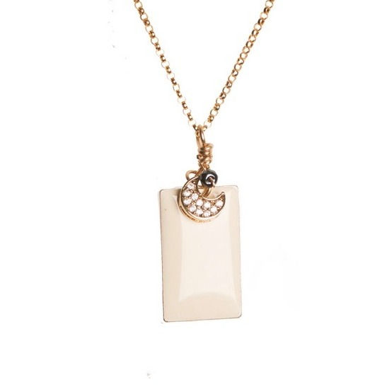 Thumbnail: White Block Necklace with Moon