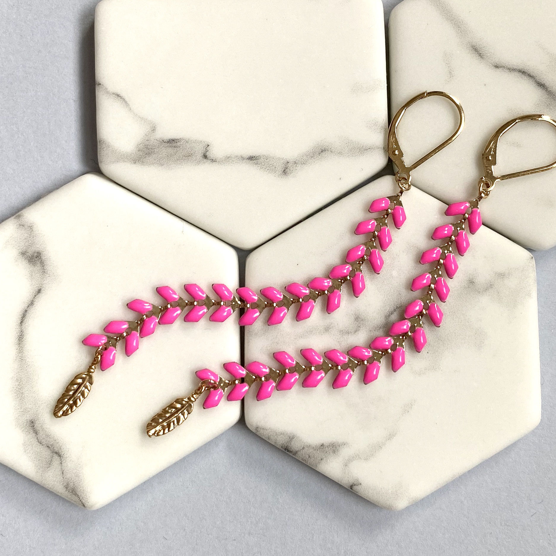 Wisteria Bright Pink Drop Earrings