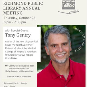 Poster invitation with color photo of Tony Gentry in red shirt grinning big-time