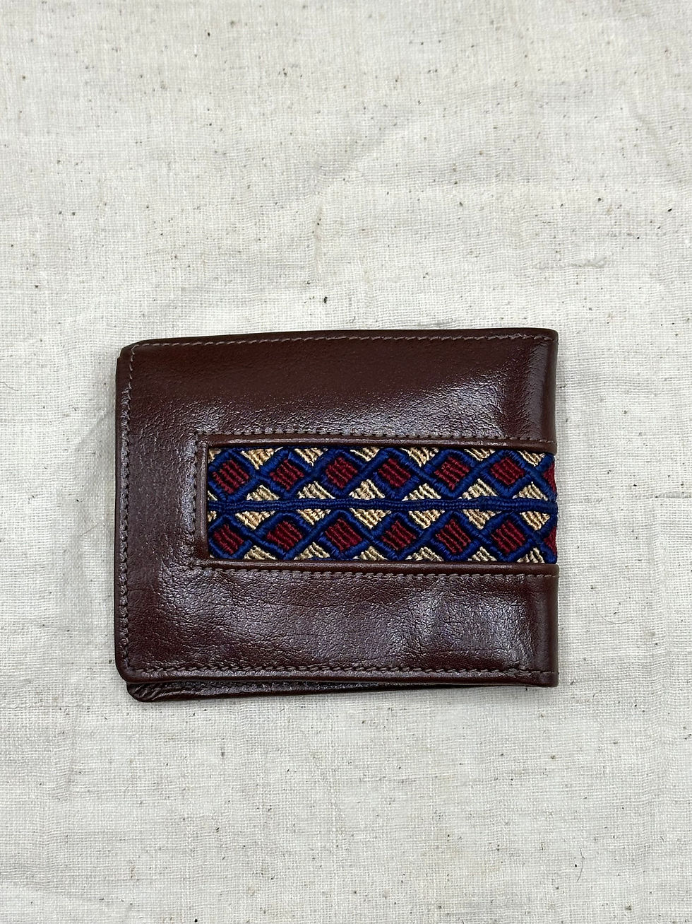 Thumbnail: Leather wallet with tribal embroidery