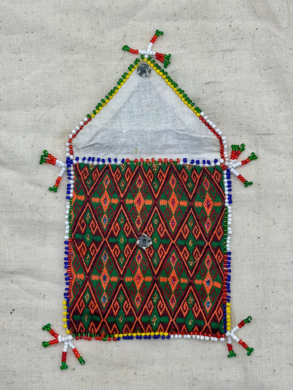 Thumbnail: Afghan needle work beaded pouch