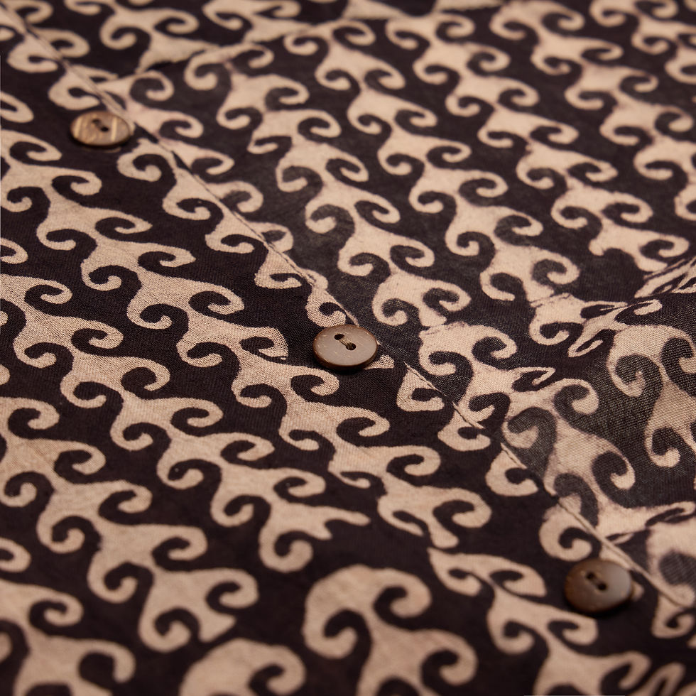 Thumbnail: Interlocking Iron Resist Print Ajrakh Short Sleeve Shirt