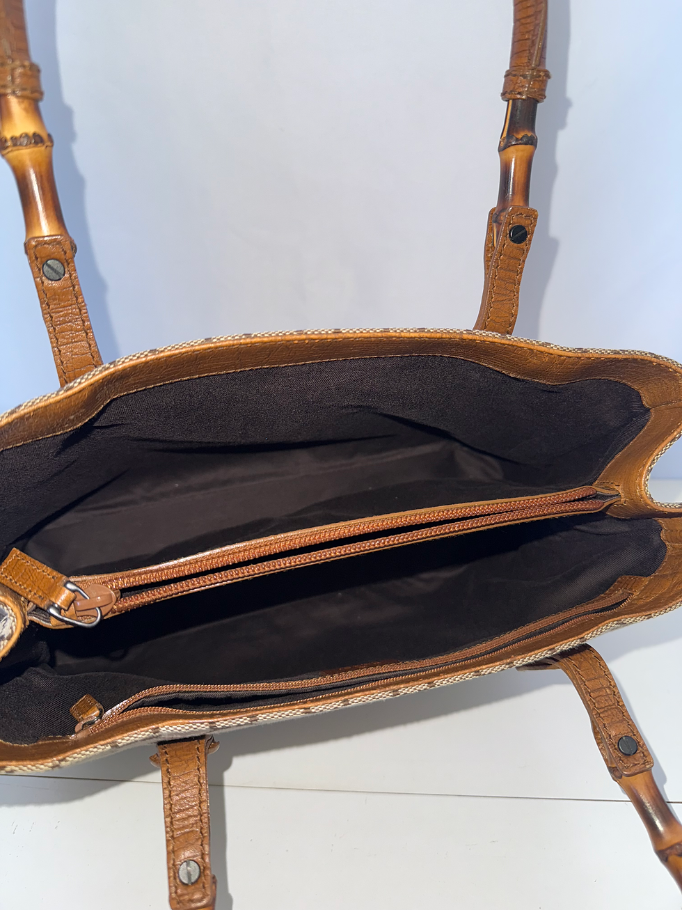 Thumbnail: Gucci GG Canvas Bamboo Tote Bag
