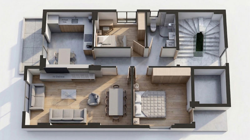 Serdivan Mimarlık ofisi olarak Serdivan'da 2+1 konut projemiz tasarımı