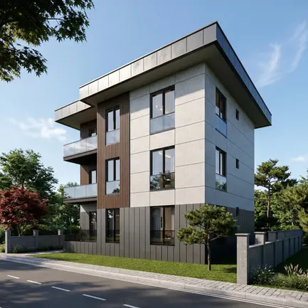 Serdivan'ın merkezinde, modern şehircilik anlayışıyla projelendirilen 336 m² toplam inşaat alanına sahip 3 katlı konut tasarımı.