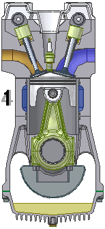 Moteur quatre temps, cylidre, illustrastion annimée