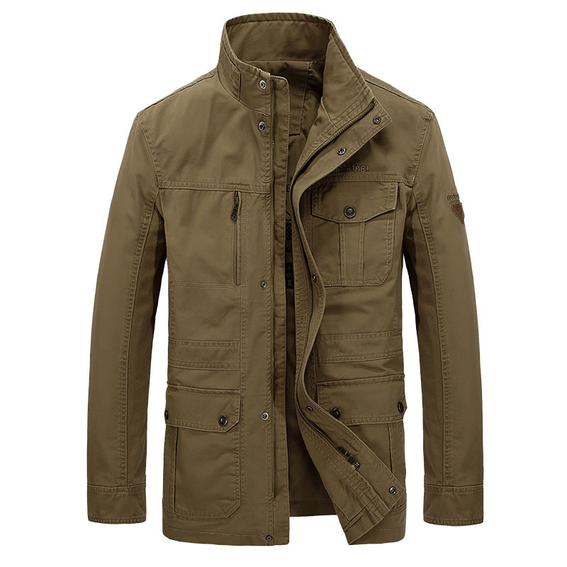 Miniatura: Men's Casual Mid-Length Cotton Jacket for Spring/Fall