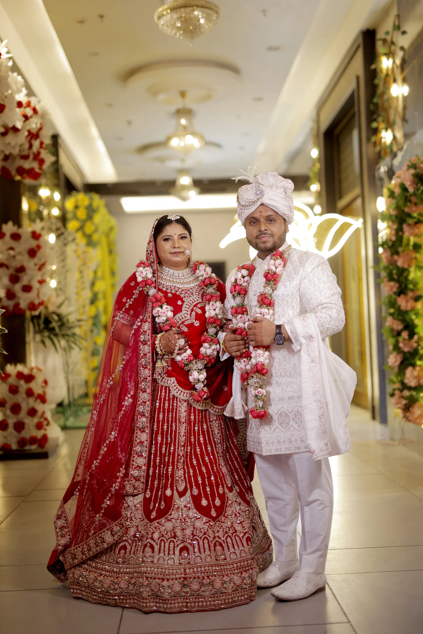 A newlywed couple during their wedding celebration