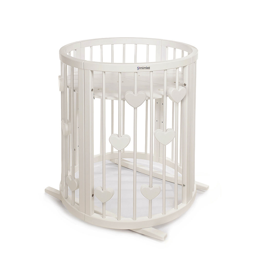 Kulatá postýlka 9v1-Mimiko Hearts Milk