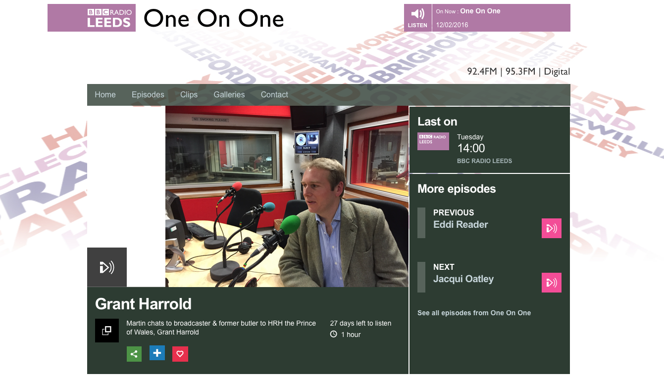 The Royal Butler on BBC Radio Leeds