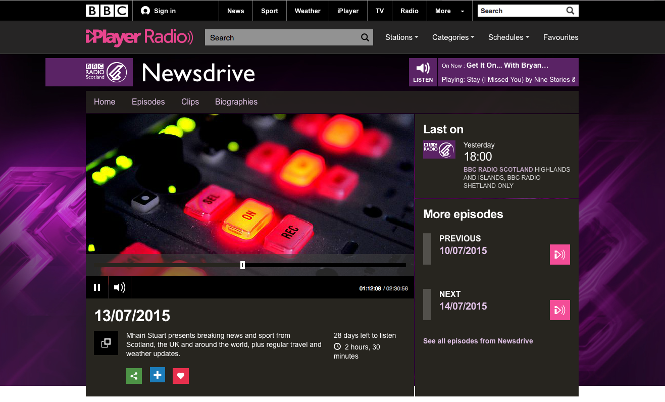 Grant chats to BBC Radio Scotland