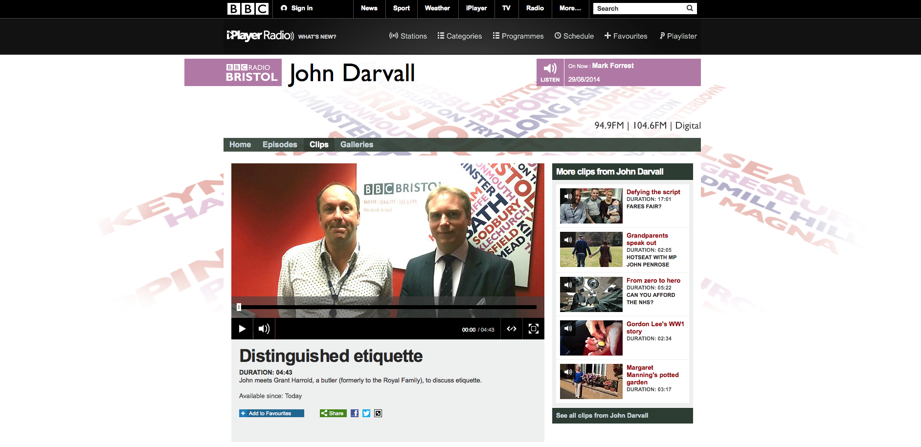 Grant Harrold on BBC Radio Bristol