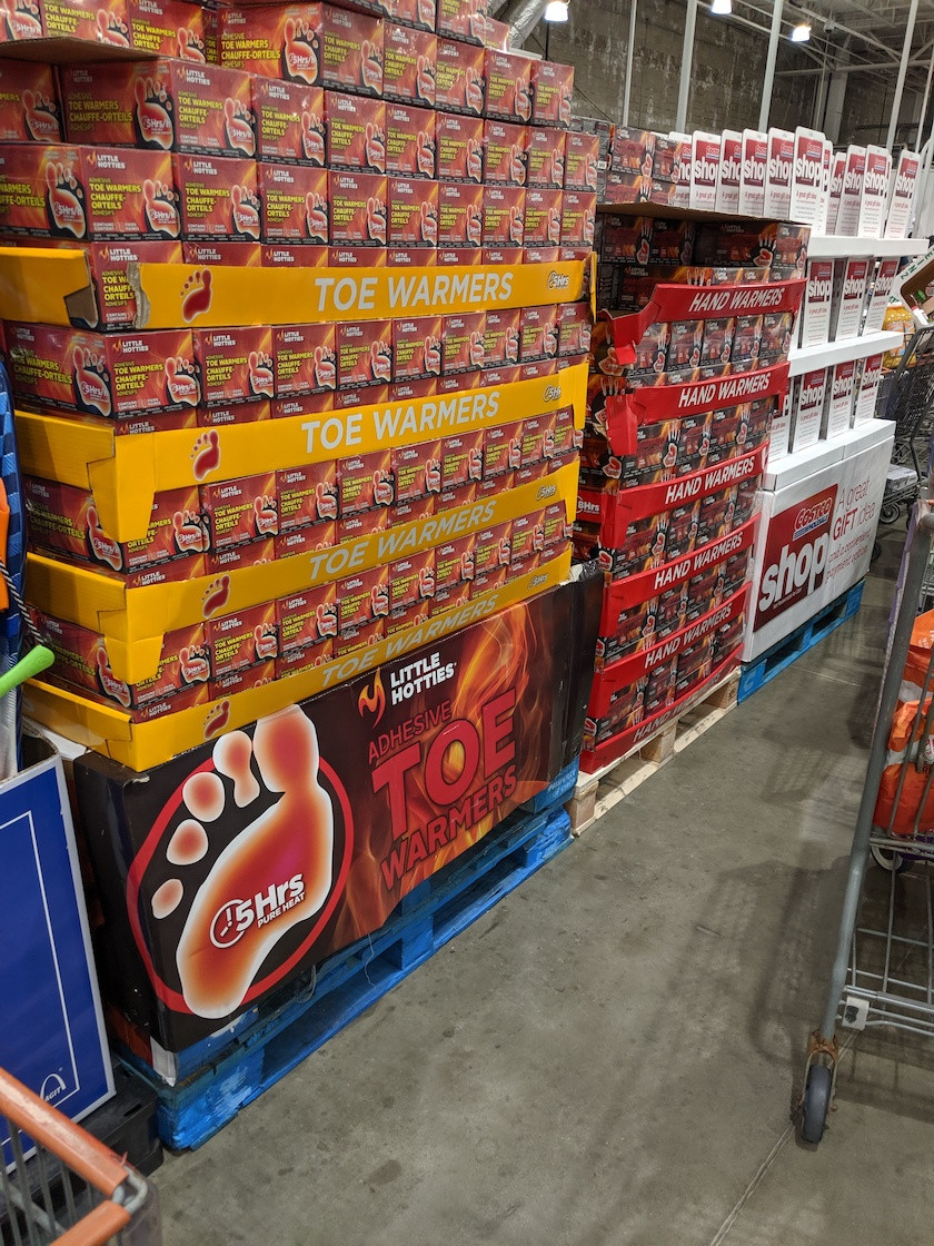 hand and toe warmers at store