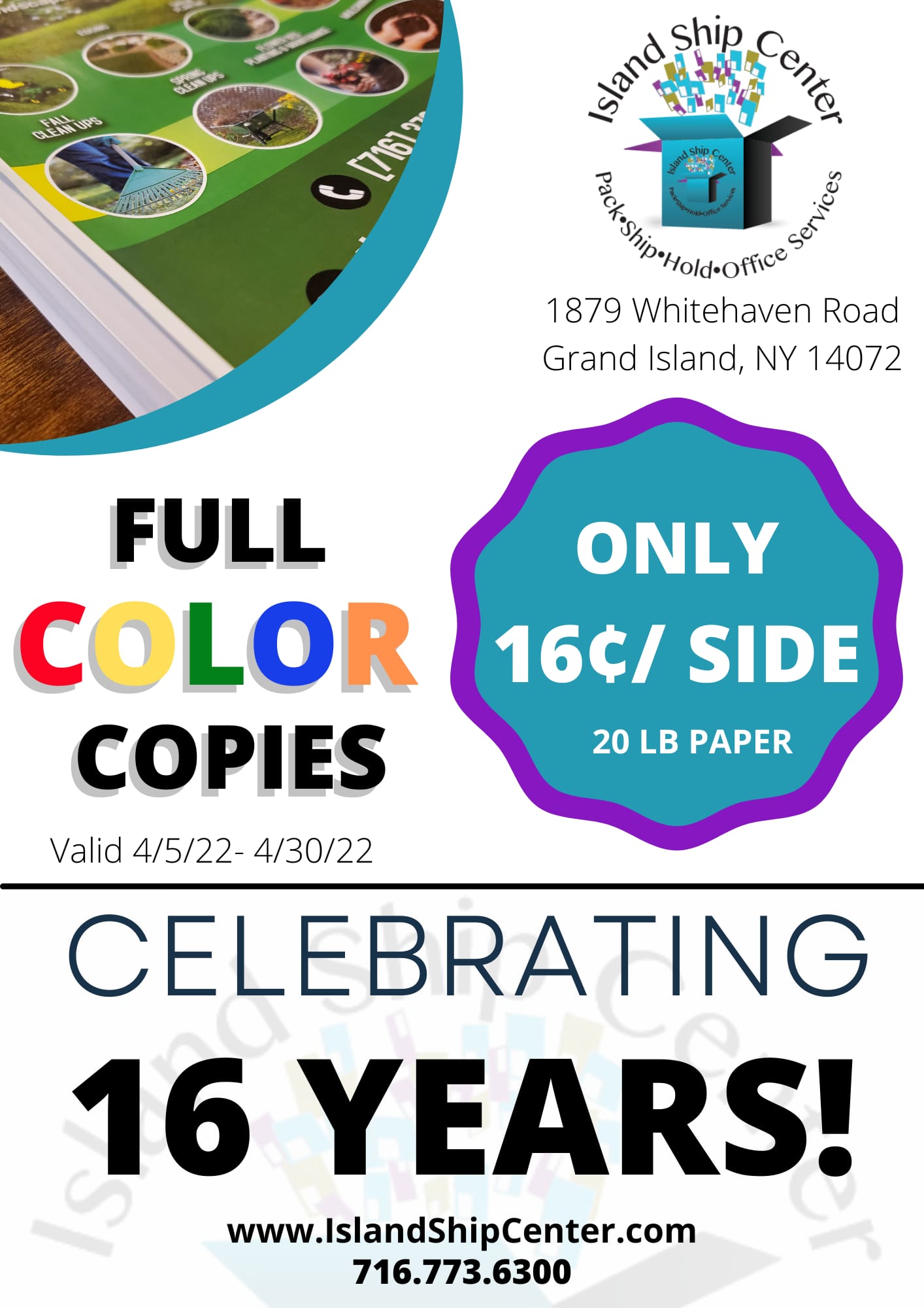 Celebrating our 16th Anniversary with 16 cent color copies, uncle marty's visit and print room pre-launch