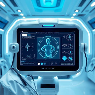 Medical health screening concept image for corporate website, non-invasive diagnostic devi