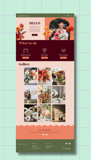Beautiful and bold website template for a florist and flower farmer
