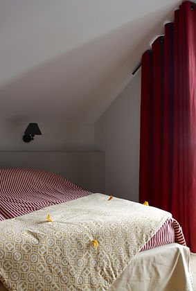 chambre, rideaux lin, Libeco, courtepointe, Akin and Suri, Confection sur mesure, Houles