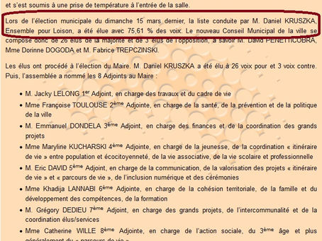 "Ensemble pour Loison" conduite par Mr le Maire?????