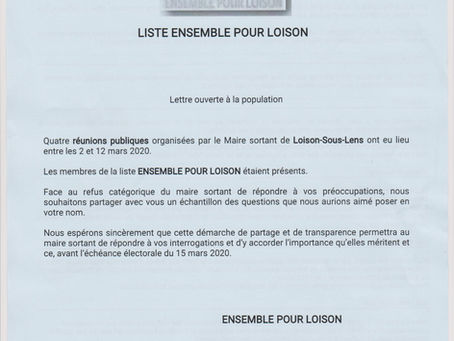 Lettre ouverte à la population.