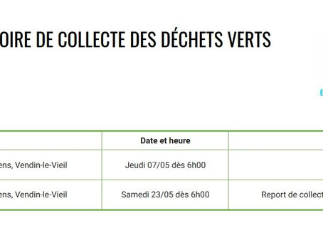 Rappel de la collecte des déchets végétaux (tontes de pelouse, tailles de haies, branchages …)